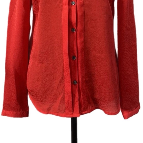 ANN TAYLOR Crimson Red Women’s Blouse Button Up Top Long Sleeve Sz 6 MSRP $98 - Picture 11 of 11